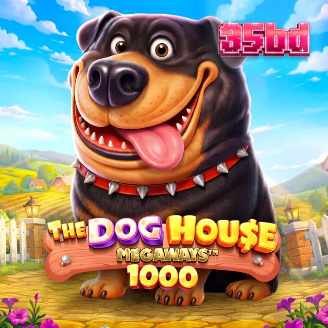 The Dog House Megaways 1000 স্লট গেমের ইন্টারফেস এবং রঙিন ক্যানাইন থিম